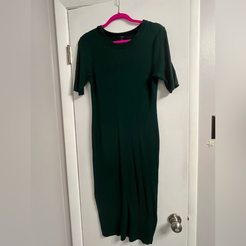 J. Crew Forest Green Midi Dress